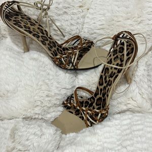 Dolce & Gabbana Brown Leather Strappy Ankle Wrap Sandals